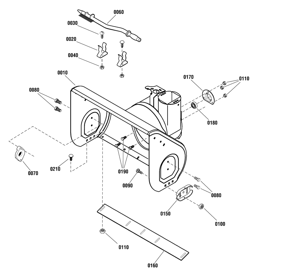 Auger Housing Group Diagram and Parts List for 1696569-00 2015 Briggs and Stratton Snow Blower